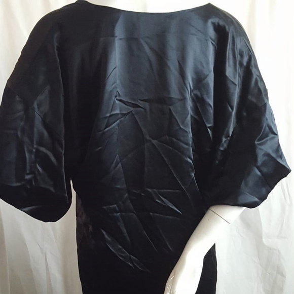 Drykorn V-Neck Kimono Sleeve Silk Satin Dress 2 - Picture 2 of 3